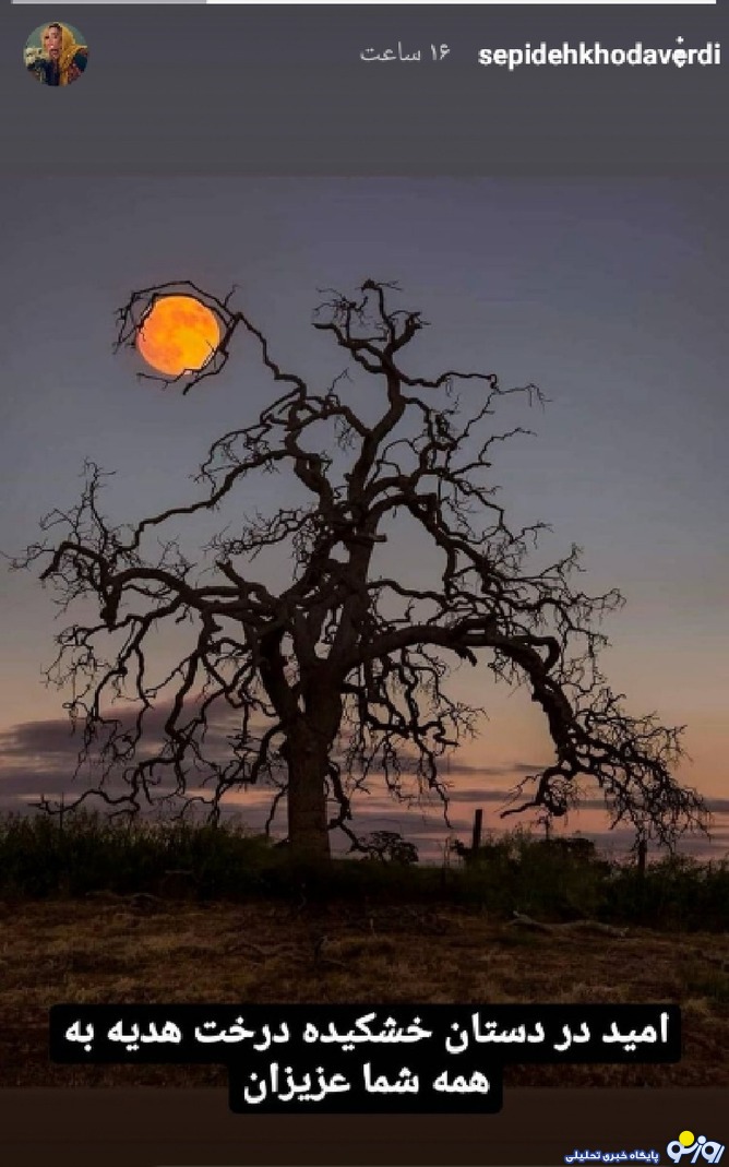 سپیده خداوردی و تصویری زیبا و پُر از امید+عکس سپیده خداوردی و تصویری زیبا و پُر از امید+عکس