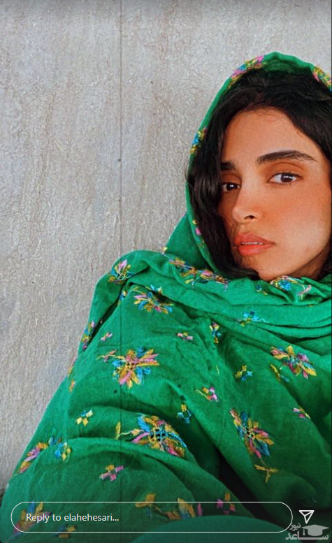 روسری دست دوز و خوشرنگ الهه حصاری/عکس روسری دست دوز و خوشرنگ الهه حصاری/عکس